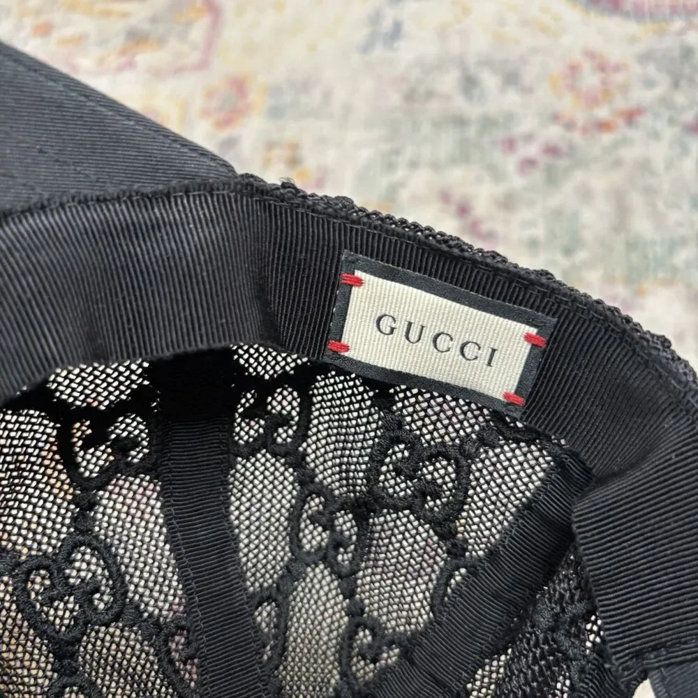 Gucci GG Embroidered Lace Baseball Cap Hat
